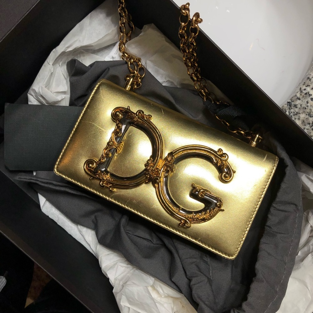 Dolce Gabbana DG Girl gold small purse